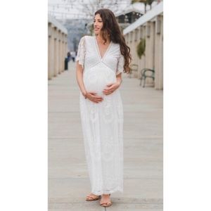 Lace Overlay Maternity Maxi